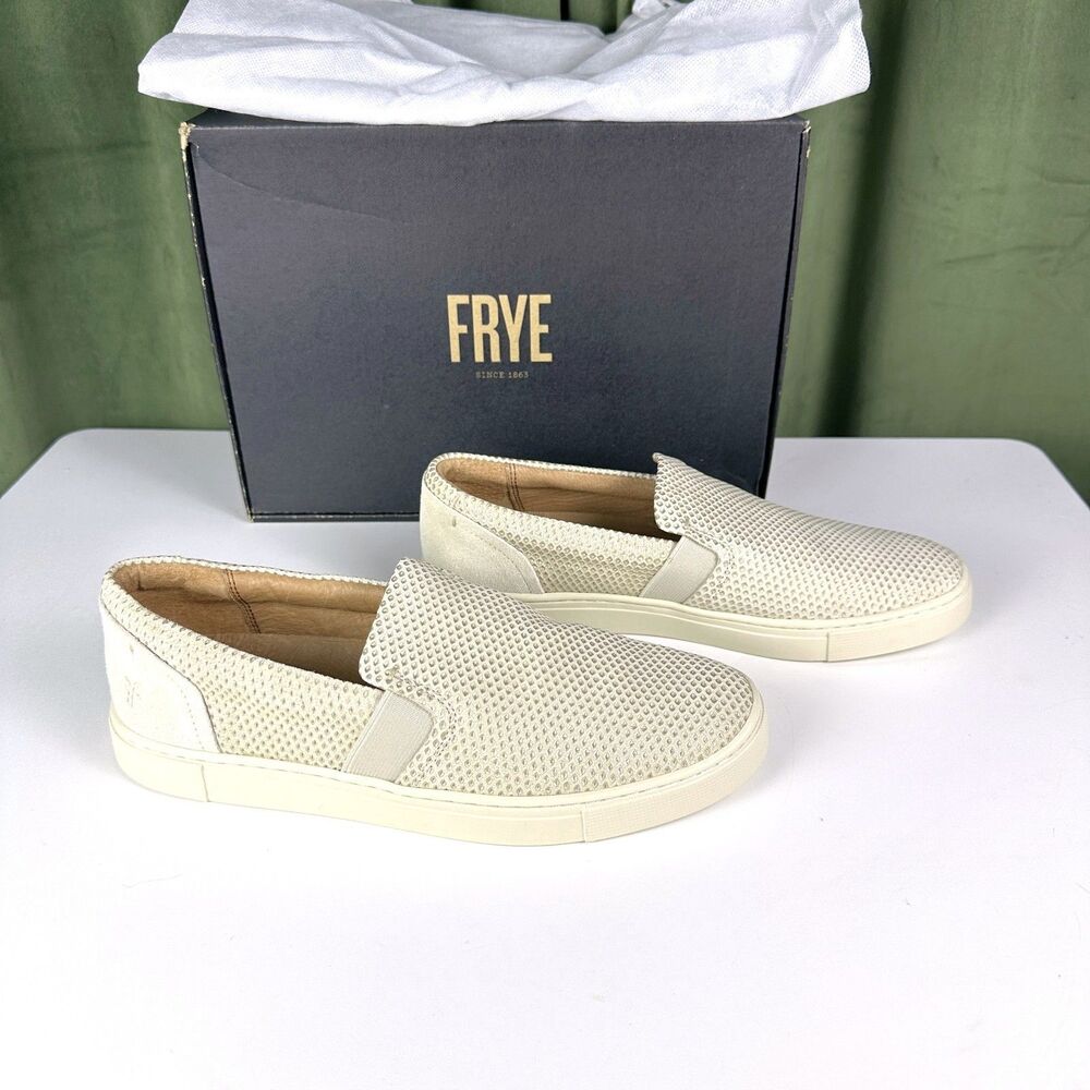 Frye Ivy Diamond Emboss Slip Ivory Comfort Sneakers Women's Shoes Size 7.5M New